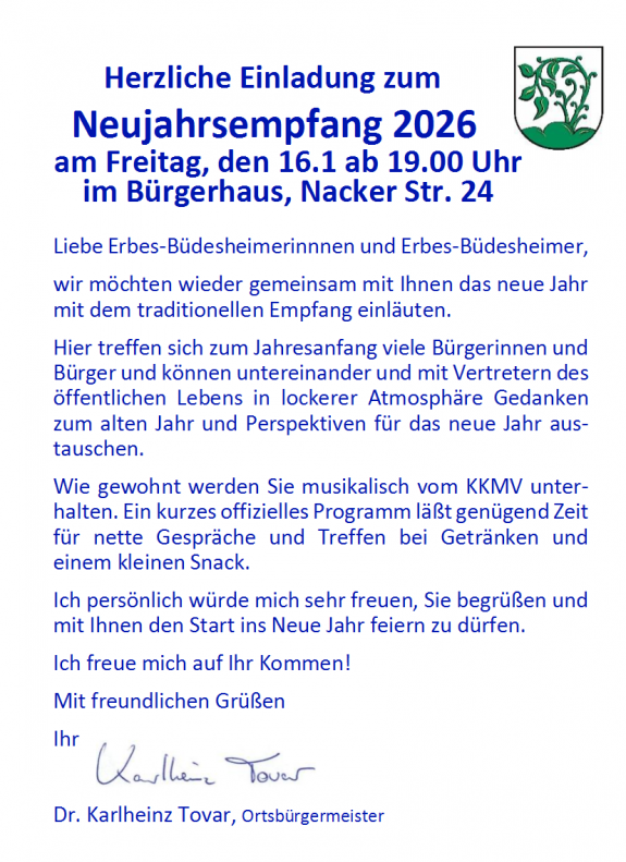 Einladung Neujahrsempfang