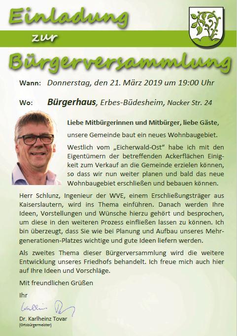 Einladung zur Bürgerversammlung